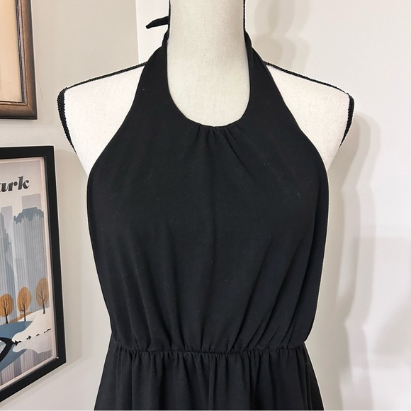 Susana Monaco Black and Halter Midi Sundress SZ L - Picture 3 of 6